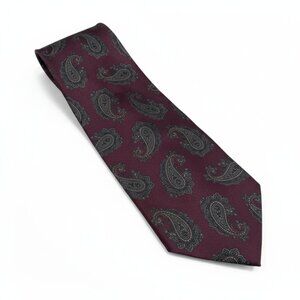Vintage JASCO Silk Tie Burgundy Paisley Made in Italy Necktie 90s